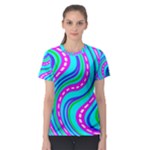 Swirls Pattern Design Bright Aqua Women s Sport Mesh T-Shirt