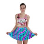 Swirls Pattern Design Bright Aqua Mini Skirt