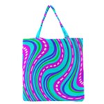 Swirls Pattern Design Bright Aqua Grocery Tote Bag