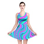 Swirls Pattern Design Bright Aqua Reversible Skater Dress