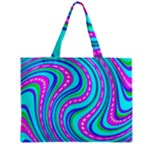 Swirls Pattern Design Bright Aqua Zipper Mini Tote Bag