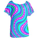 Swirls Pattern Design Bright Aqua Women s Oversized T-Shirt
