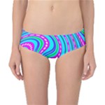 Swirls Pattern Design Bright Aqua Classic Bikini Bottoms