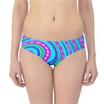Swirls Pattern Design Bright Aqua Hipster Bikini Bottoms