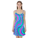 Swirls Pattern Design Bright Aqua Satin Night Slip