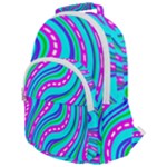 Swirls Pattern Design Bright Aqua Rounded Multi Pocket Backpack