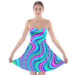Swirls Pattern Design Bright Aqua Strapless Bra Top Dress