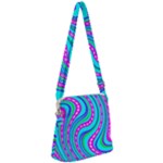 Swirls Pattern Design Bright Aqua Zipper Messenger Bag