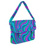 Swirls Pattern Design Bright Aqua Buckle Messenger Bag