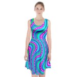 Swirls Pattern Design Bright Aqua Racerback Midi Dress