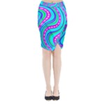 Swirls Pattern Design Bright Aqua Midi Wrap Pencil Skirt