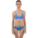 Swirls Pattern Design Bright Aqua Wrap Around Bikini Set