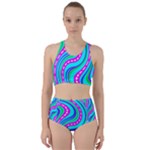 Swirls Pattern Design Bright Aqua Racer Back Bikini Set