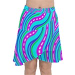 Swirls Pattern Design Bright Aqua Chiffon Wrap Front Skirt