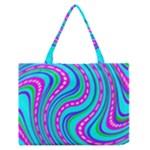 Swirls Pattern Design Bright Aqua Zipper Medium Tote Bag