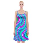 Swirls Pattern Design Bright Aqua Spaghetti Strap Velvet Dress