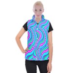 Swirls Pattern Design Bright Aqua Women s Button Up Vest