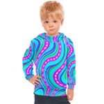 Swirls Pattern Design Bright Aqua Kids  Hooded Pullover