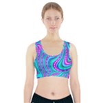 Swirls Pattern Design Bright Aqua Sports Bra With Pocket