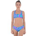 Swirls Pattern Design Bright Aqua Criss Cross Bikini Set