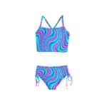 Swirls Pattern Design Bright Aqua Girls  Tankini Swimsuit