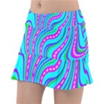 Swirls Pattern Design Bright Aqua Classic Tennis Skirt