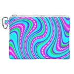 Swirls Pattern Design Bright Aqua Canvas Cosmetic Bag (XL)
