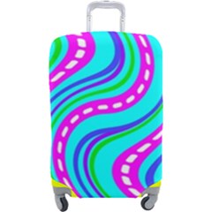 Swirls Pattern Design Bright Aqua Luggage Cover (Large) from ArtsNow.com