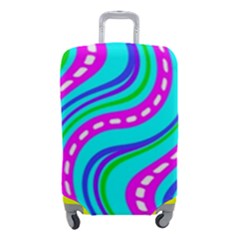 Swirls Pattern Design Bright Aqua Luggage Cover (Small) from ArtsNow.com