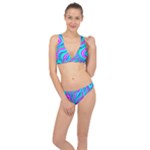 Swirls Pattern Design Bright Aqua Classic Banded Bikini Set 