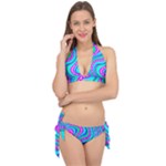 Swirls Pattern Design Bright Aqua Tie It Up Bikini Set