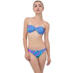 Swirls Pattern Design Bright Aqua Classic Bandeau Bikini Set