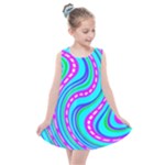 Swirls Pattern Design Bright Aqua Kids  Summer Dress