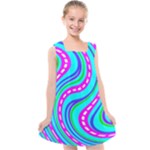 Swirls Pattern Design Bright Aqua Kids  Cross Back Dress