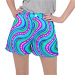 Swirls Pattern Design Bright Aqua Women s Ripstop Shorts