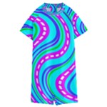 Swirls Pattern Design Bright Aqua Kids  Boyleg Half Suit Swimwear