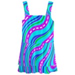 Swirls Pattern Design Bright Aqua Kids  Layered Skirt Swimsuit