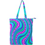 Swirls Pattern Design Bright Aqua Double Zip Up Tote Bag