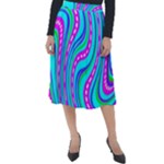 Swirls Pattern Design Bright Aqua Classic Velour Midi Skirt 