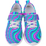 Swirls Pattern Design Bright Aqua Women s Velcro Strap Shoes