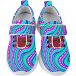 Swirls Pattern Design Bright Aqua Kids  Velcro Strap Shoes