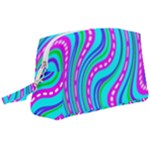Swirls Pattern Design Bright Aqua Wristlet Pouch Bag (Large)