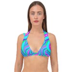 Swirls Pattern Design Bright Aqua Double Strap Halter Bikini Top