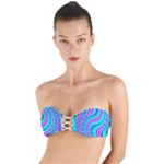 Swirls Pattern Design Bright Aqua Twist Bandeau Bikini Top