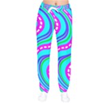 Swirls Pattern Design Bright Aqua Women Velvet Drawstring Pants