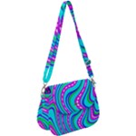 Swirls Pattern Design Bright Aqua Saddle Handbag