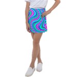 Swirls Pattern Design Bright Aqua Kids  Tennis Skirt