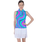 Swirls Pattern Design Bright Aqua Women s Sleeveless Polo T-Shirt