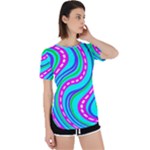 Swirls Pattern Design Bright Aqua Perpetual Short Sleeve T-Shirt