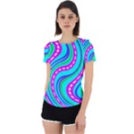 Swirls Pattern Design Bright Aqua Back Cut Out Sport T-Shirt